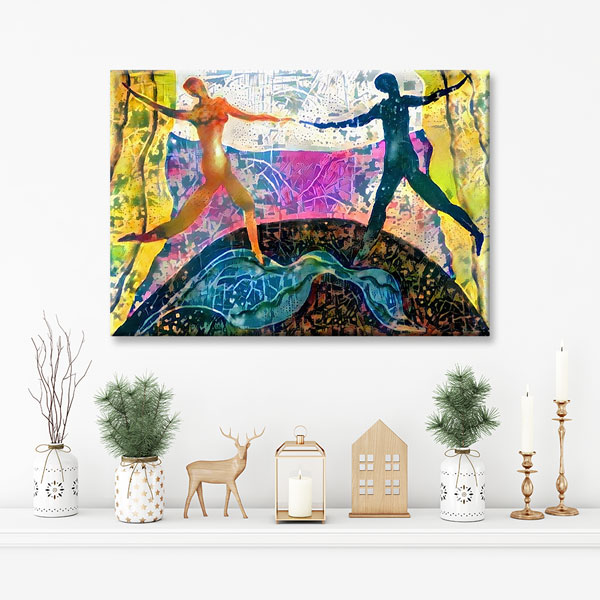 Renkli Dans Eden Figürler Temalı Sanatsal Kanvas Tablo 5056