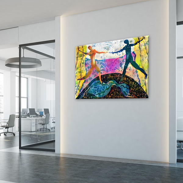 Renkli Dans Eden Figürler Temalı Sanatsal Kanvas Tablo 5056