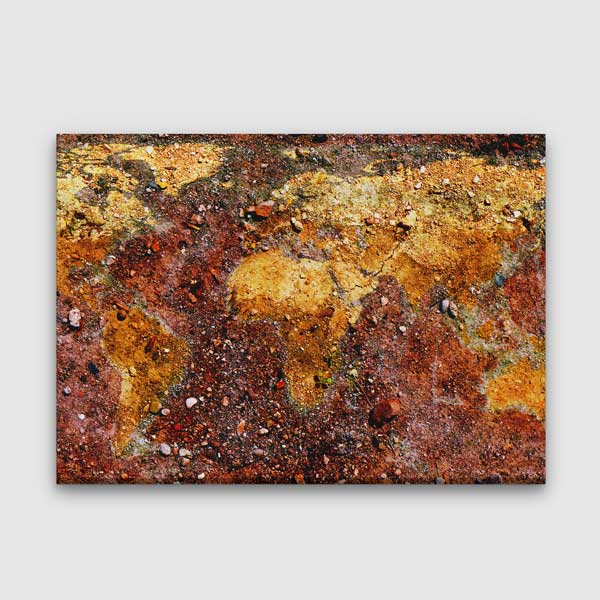 Toprak Dokulu Dünya Haritası Kanvas Tablo 5101