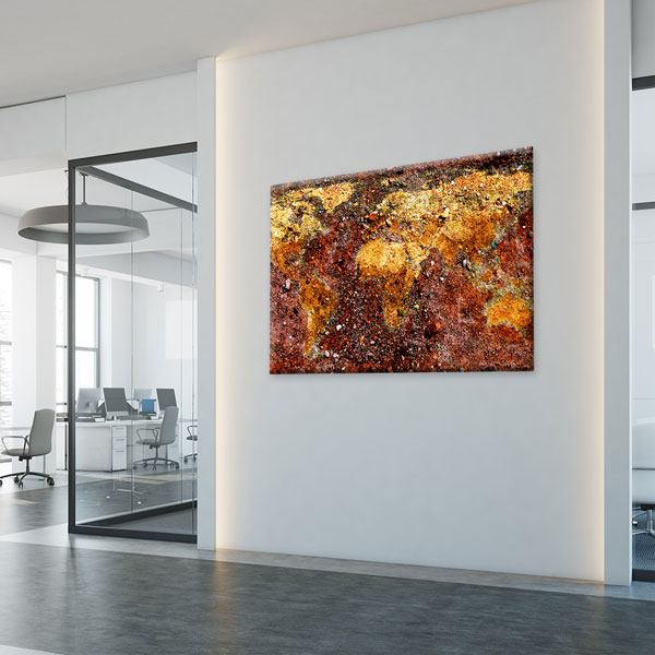 Toprak Dokulu Dünya Haritası Kanvas Tablo 5101