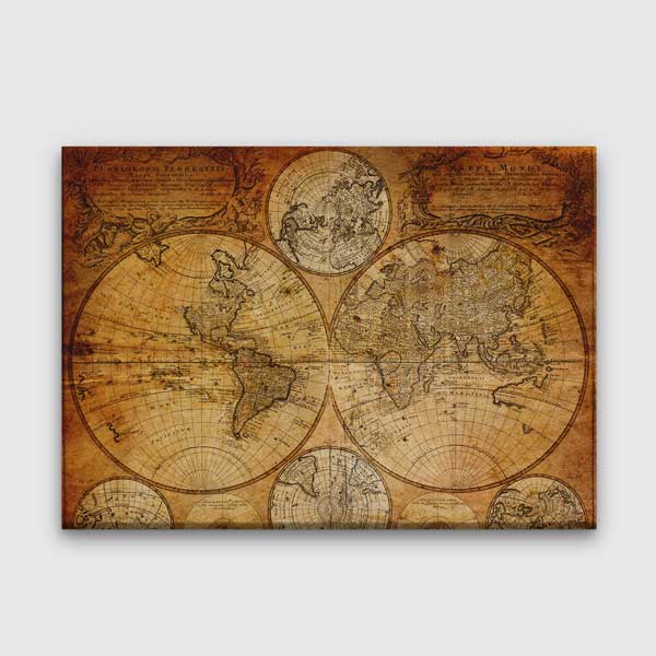 Vintage Antik Dünya Haritası Kanvas Tablo 5113