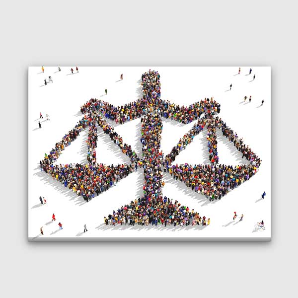İnsan Figürlerinden Oluşan Adalet Terazisi Temalı Kanvas Tablo – 5256