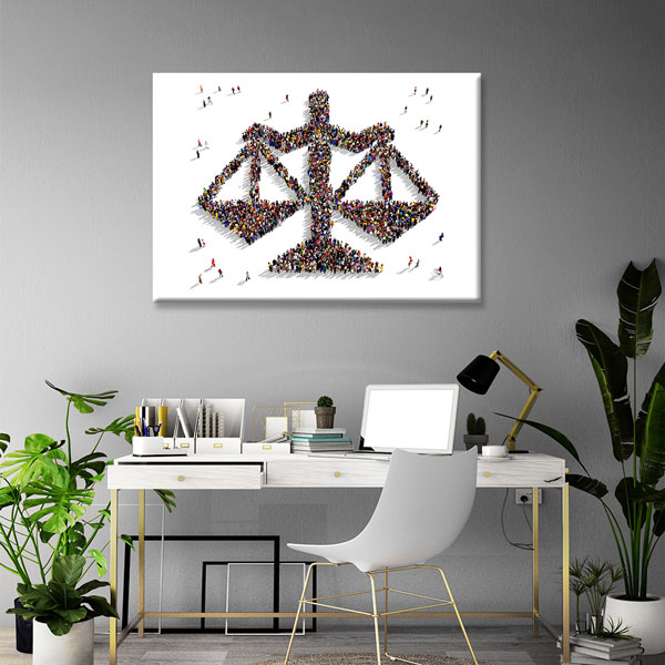 kanvas-tablolar-5256-01 İnsan Figürlerinden Oluşan Adalet Terazisi Temalı Kanvas Tablo – 5256