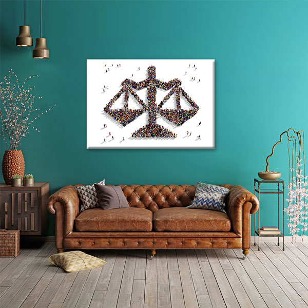 kanvas-tablolar-5256-02 İnsan Figürlerinden Oluşan Adalet Terazisi Temalı Kanvas Tablo – 5256