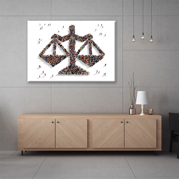 kanvas-tablolar-5256-03 İnsan Figürlerinden Oluşan Adalet Terazisi Temalı Kanvas Tablo – 5256