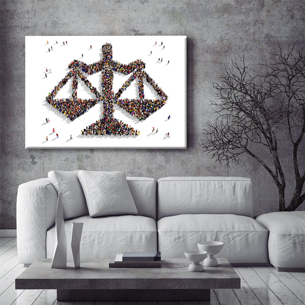 kanvas-tablolar-5256-06 İnsan Figürlerinden Oluşan Adalet Terazisi Temalı Kanvas Tablo – 5256