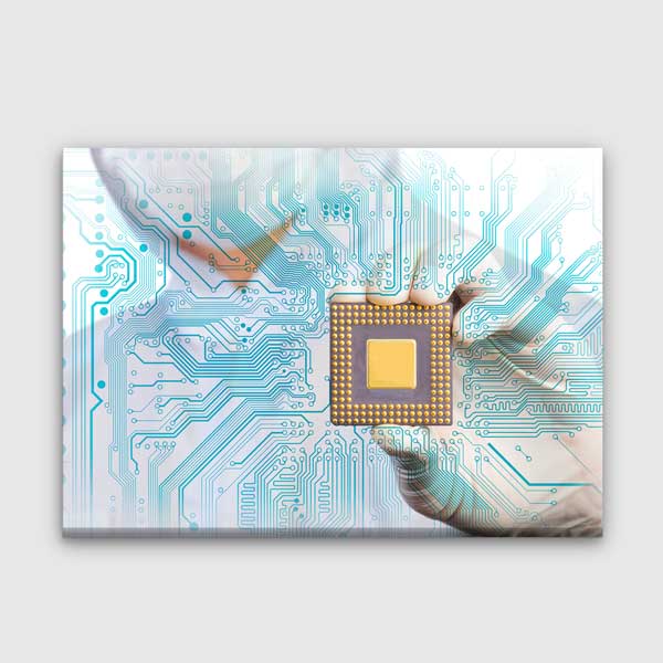 kanvas-tablolar-5431-00 Mikroçip ve Devre Kartı Temalı Kanvas Duvar Tablosu – 5431
