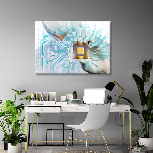Mikroçip ve Devre Kartı Temalı Kanvas Duvar Tablosu – 5431