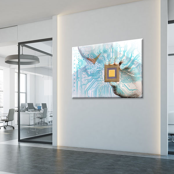 Mikroçip ve Devre Kartı Temalı Kanvas Duvar Tablosu – 5431