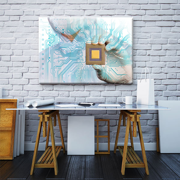 Mikroçip ve Devre Kartı Temalı Kanvas Duvar Tablosu – 5431