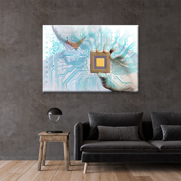 Mikroçip ve Devre Kartı Temalı Kanvas Duvar Tablosu – 5431