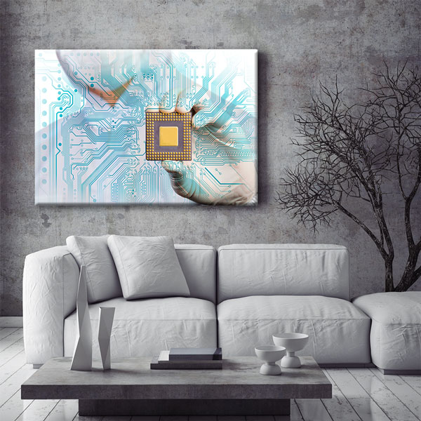 Mikroçip ve Devre Kartı Temalı Kanvas Duvar Tablosu – 5431