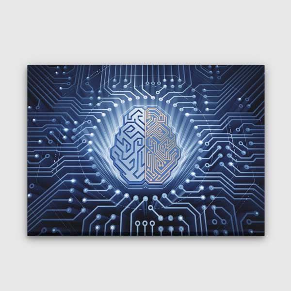 kanvas-tablolar-5447-00 Modern Yapay Zekâ ve Beyin Devre Tasarımlı Kanvas Duvar Tablosu – 5447