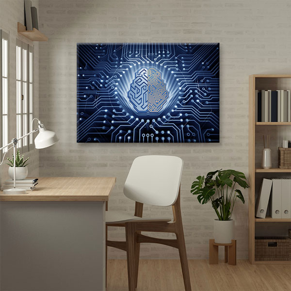 Modern Yapay Zekâ ve Beyin Devre Tasarımlı Kanvas Duvar Tablosu – 5447