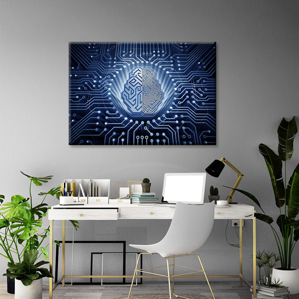 Modern Yapay Zekâ ve Beyin Devre Tasarımlı Kanvas Duvar Tablosu – 5447