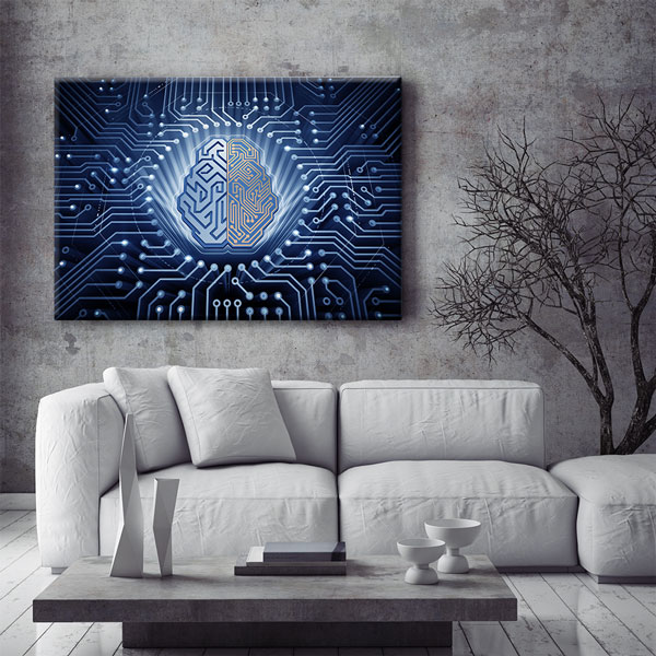 Modern Yapay Zekâ ve Beyin Devre Tasarımlı Kanvas Duvar Tablosu – 5447