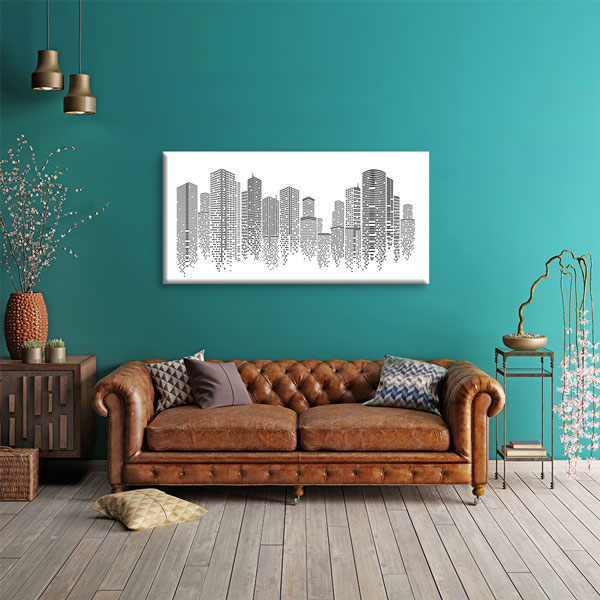 Siyah Beyaz Gökdelen Silueti Modern Kanvas Tablo – 5550