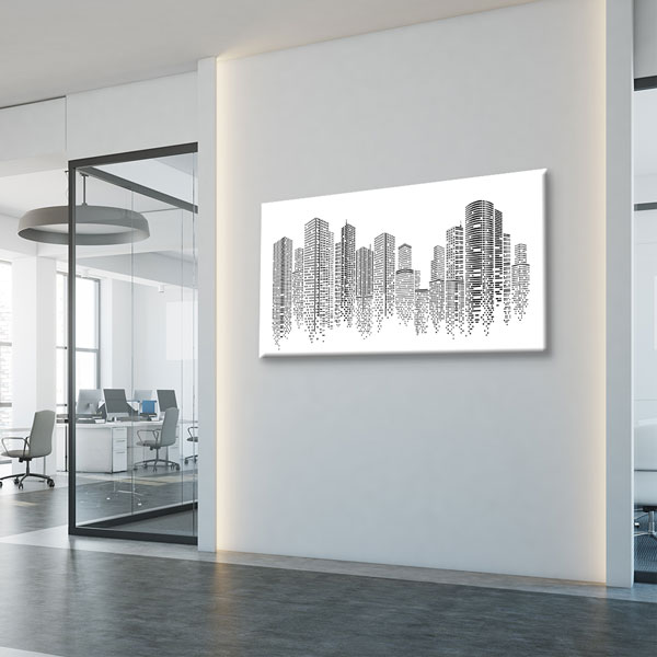 Siyah Beyaz Gökdelen Silueti Modern Kanvas Tablo – 5550