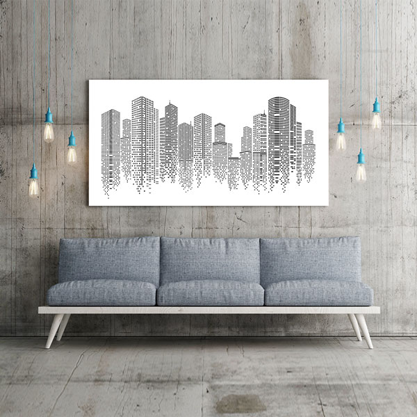 Siyah Beyaz Gökdelen Silueti Modern Kanvas Tablo – 5550