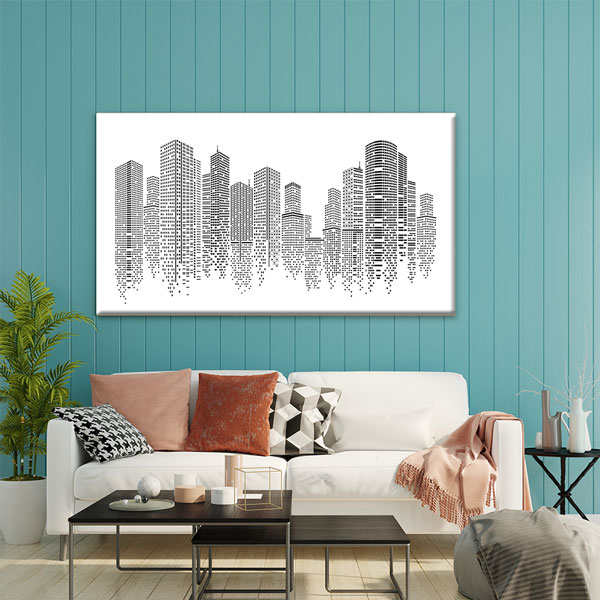 Siyah Beyaz Gökdelen Silueti Modern Kanvas Tablo – 5550