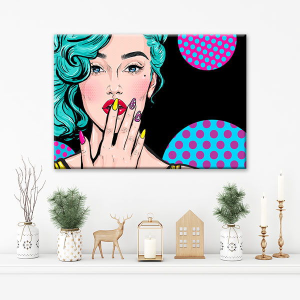 Pop Art Kadın ve Renkli Tırnak Temalı Kanvas Duvar Tablosu – 5657