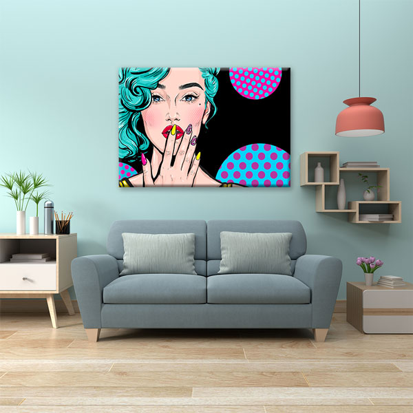 Pop Art Kadın ve Renkli Tırnak Temalı Kanvas Duvar Tablosu – 5657