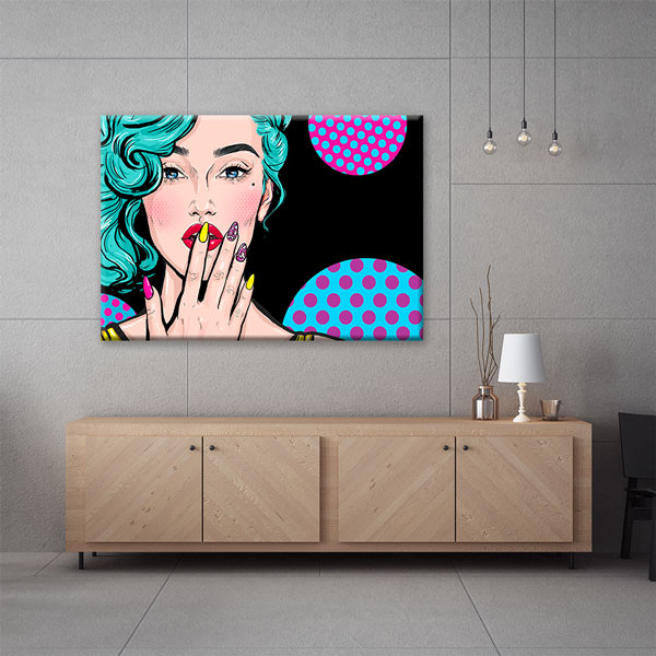 Pop Art Kadın ve Renkli Tırnak Temalı Kanvas Duvar Tablosu – 5657