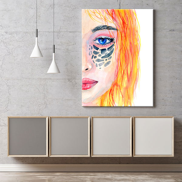 kanvas-tablolar-5671-02 Sanatsal Portre Kadın Yüzü Kuaför Duvar Tablosu – 5671