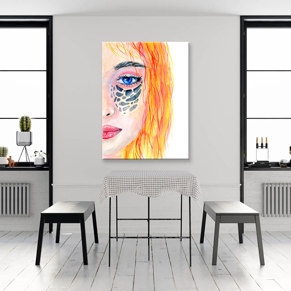 kanvas-tablolar-5671-03 Sanatsal Portre Kadın Yüzü Kuaför Duvar Tablosu – 5671