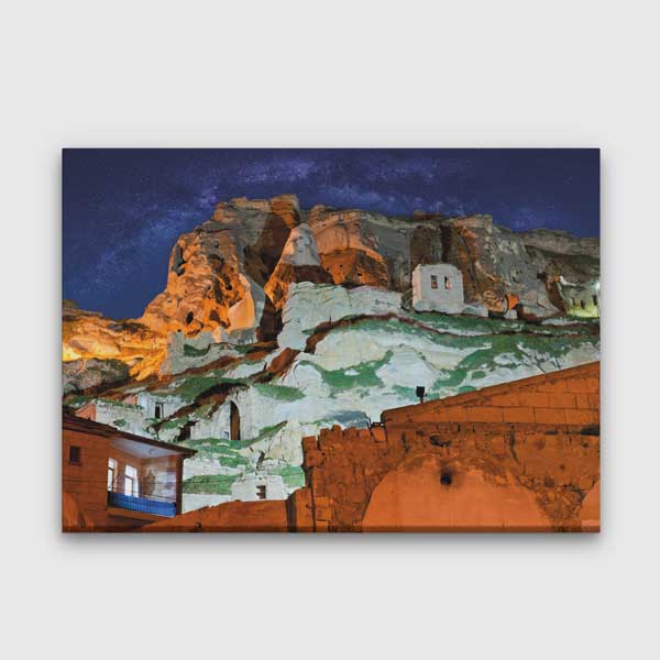 Kapadokya Yıldızlı Gece Kaya Yerleşimleri Kanvas Tablo 12097