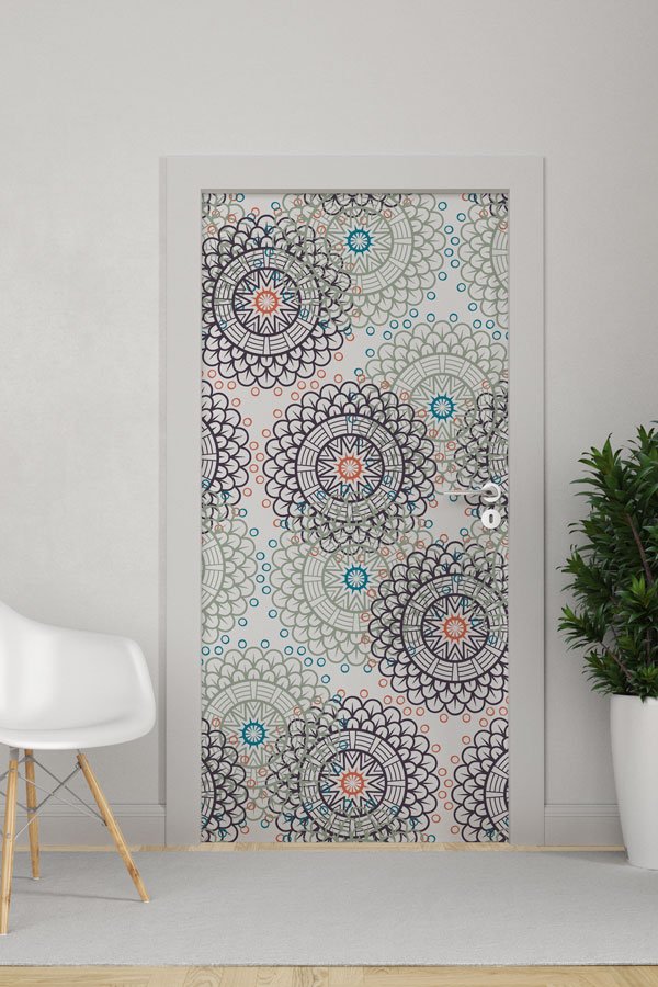 Mandala Desenli Kapı Giydirme 9517