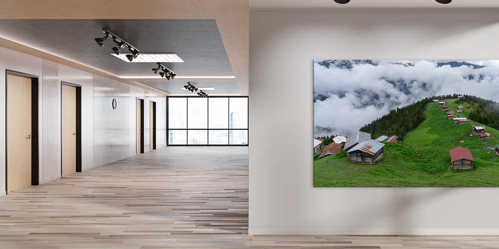 Sisler Üzerinde Karadeniz Yayla Evleri Panorama Büyük Ebatlı Duvar Dekoru 11949