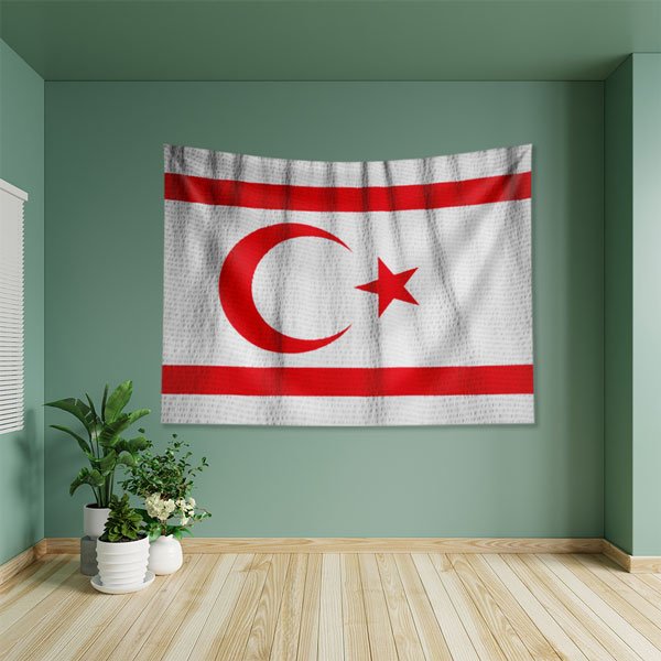 KKTC Bayrağı Duvar Örtüsü 7773