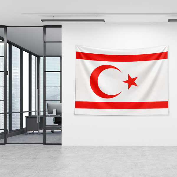 KKTC Bayrağı Duvar Örtüsü Beyaz Zemin 7774