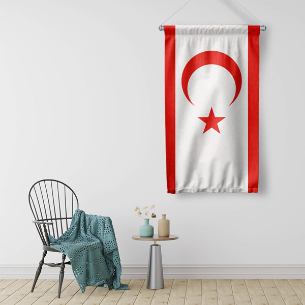 Kuzey Kıbrıs Türk Cumhuriyeti Bayrağı Duvar Flaması Kumaş Baskı 7784