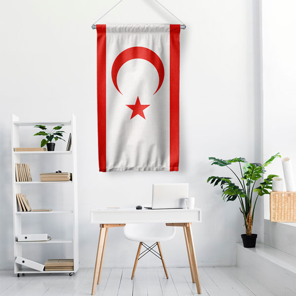 Kuzey Kıbrıs Türk Cumhuriyeti Bayrağı Duvar Flaması Kumaş Baskı 7784