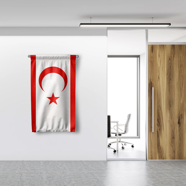 Kuzey Kıbrıs Türk Cumhuriyeti Bayrağı Duvar Flaması Kumaş Baskı 7784