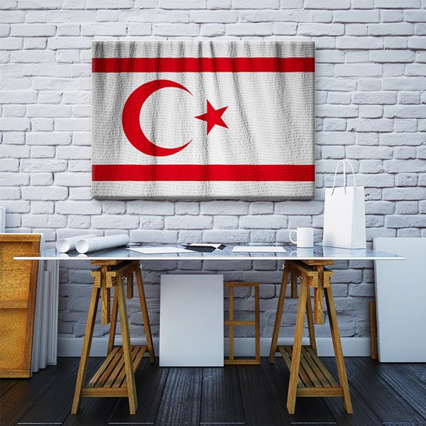 Kıbrıs Türk Cumhuriyeti Bayrağı Kanvas Tablo Duvar Dekoru 7736
