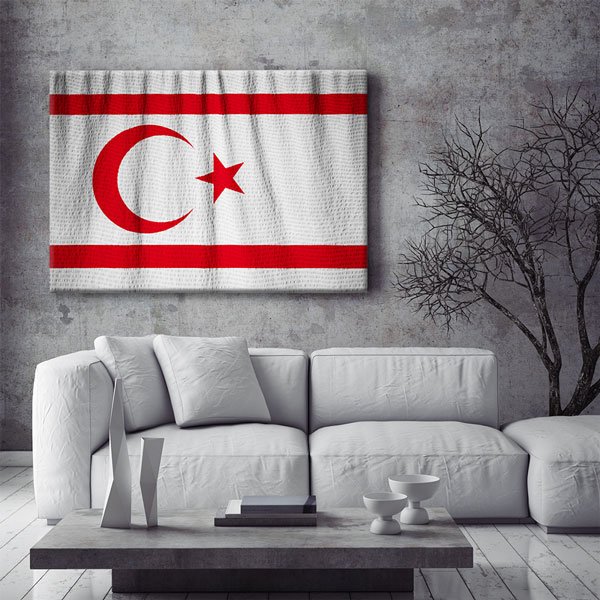 Kıbrıs Türk Cumhuriyeti Bayrağı Kanvas Tablo Duvar Dekoru 7736