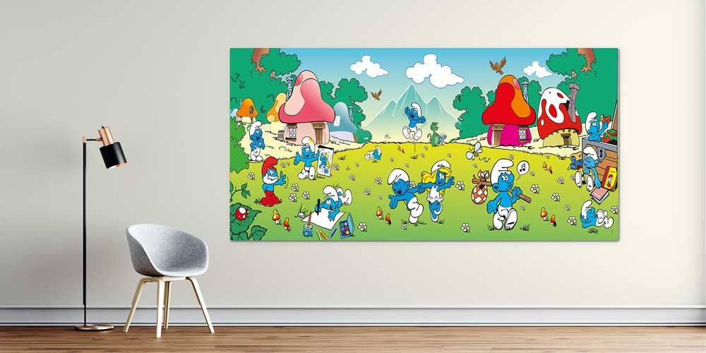 Mantar evler arasında neşeyle vakit geçiren sevimli mavi 10198