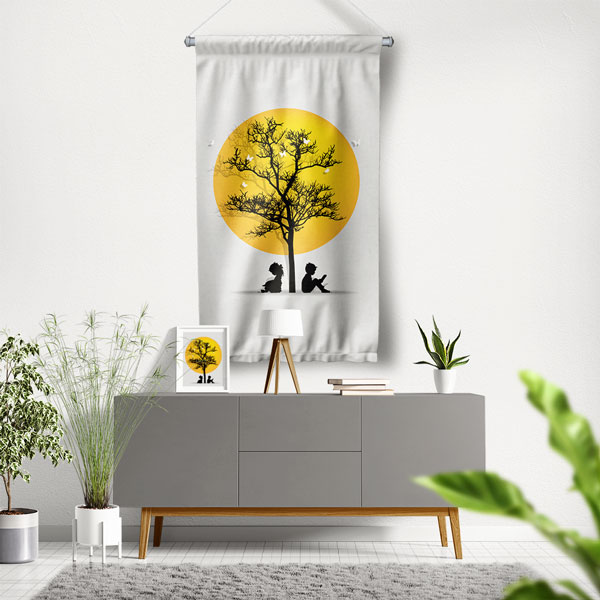 "Hayal Gücünün Ağacı" Temalı Çocuk Odası ve Sınıf Duvar Flaması 8116