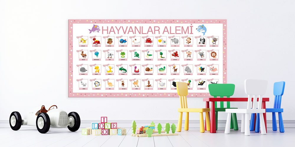 Bu duvar dekoru Hayvanlar Alemi temalı eğlenceli ve 10194