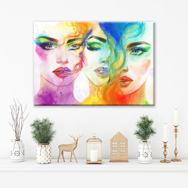 Renkli Kadın Yüzleri Kuaför Duvar Tablosu – 5645