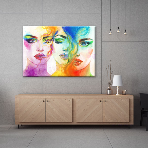 Renkli Kadın Yüzleri Kuaför Duvar Tablosu – 5645