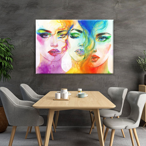 Renkli Kadın Yüzleri Kuaför Duvar Tablosu – 5645