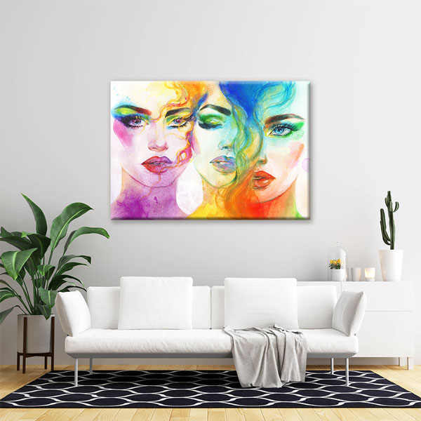 Renkli Kadın Yüzleri Kuaför Duvar Tablosu – 5645