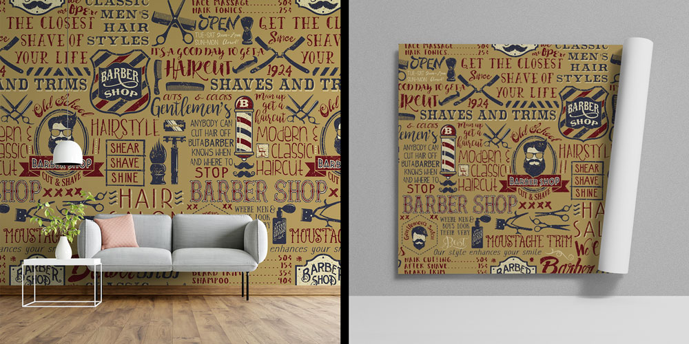 kuafor-duvar-dekor-5684-00 Retro Barber Shop Temalı Kuaför Duvar Kağıdı 5684