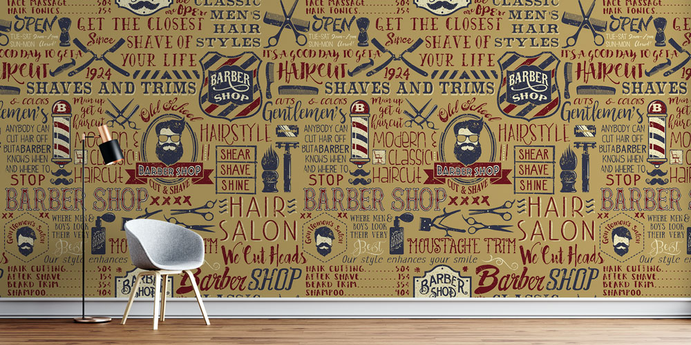 Retro Barber Shop Temalı Kuaför Duvar Kağıdı 5684