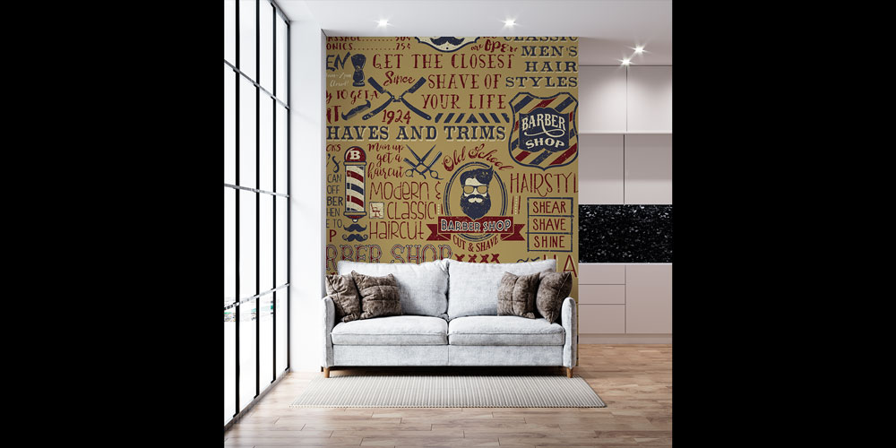 Retro Barber Shop Temalı Kuaför Duvar Kağıdı 5684