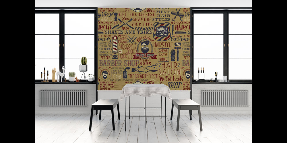 Retro Barber Shop Temalı Kuaför Duvar Kağıdı 5684